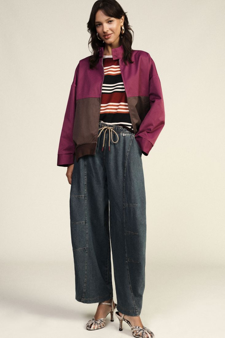 Pantaloni palazzo ampi con coulisse vita alta