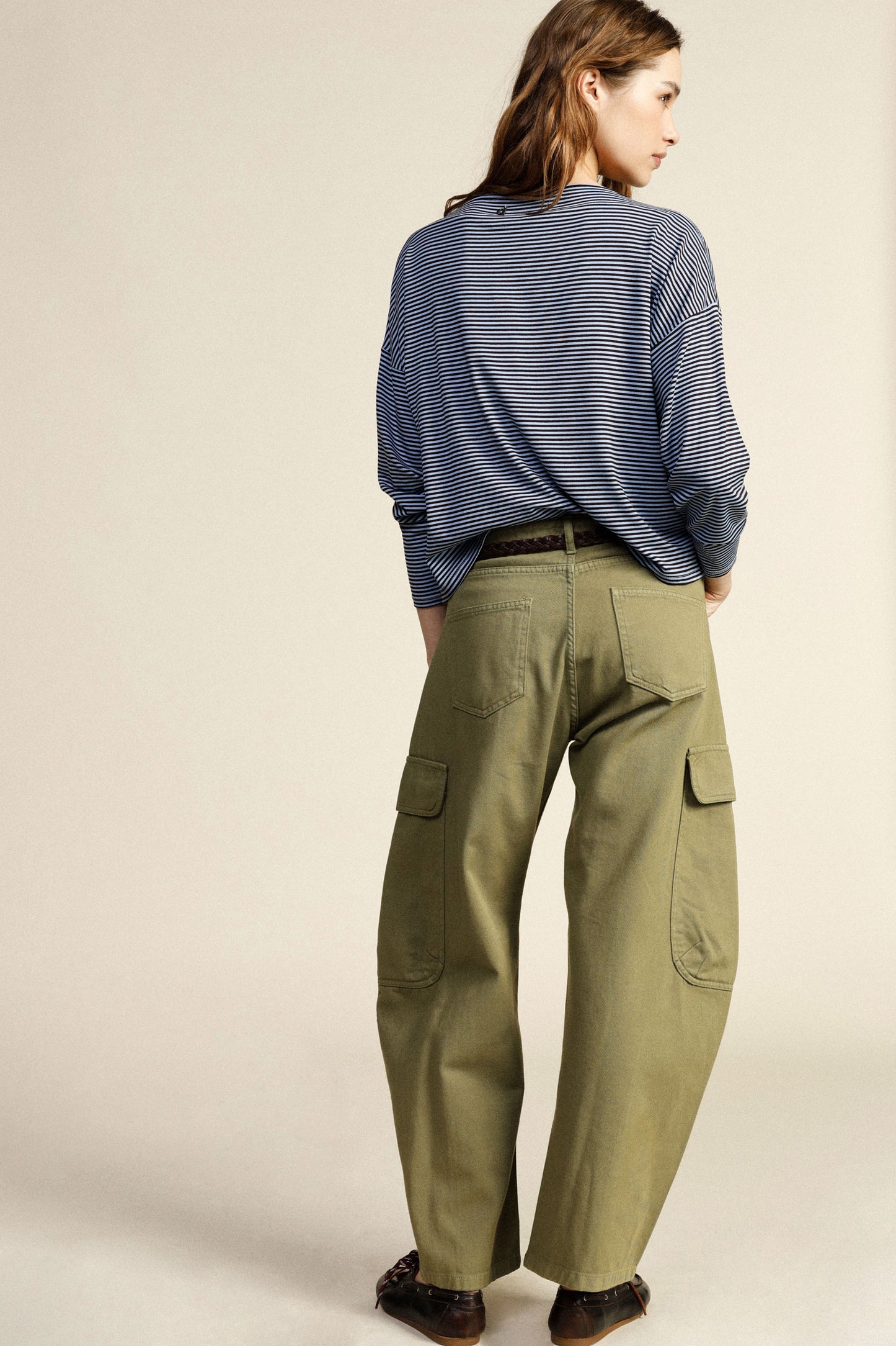 Trousers palazzo cargo tasche laterali vita alta