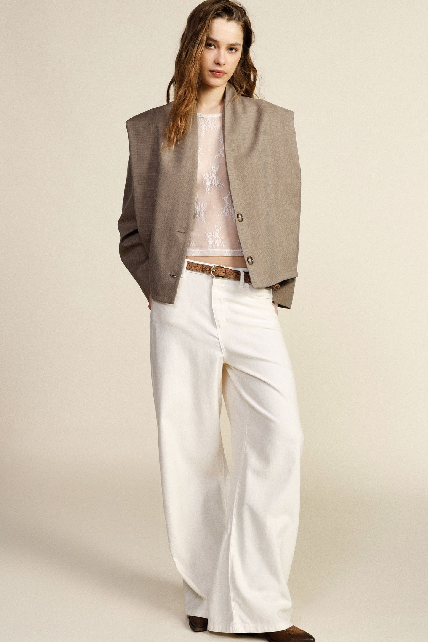 Trousers palazzo a vita alta con gamba ampia