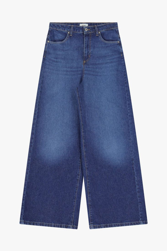 Jeans a gamba larga e vita alta