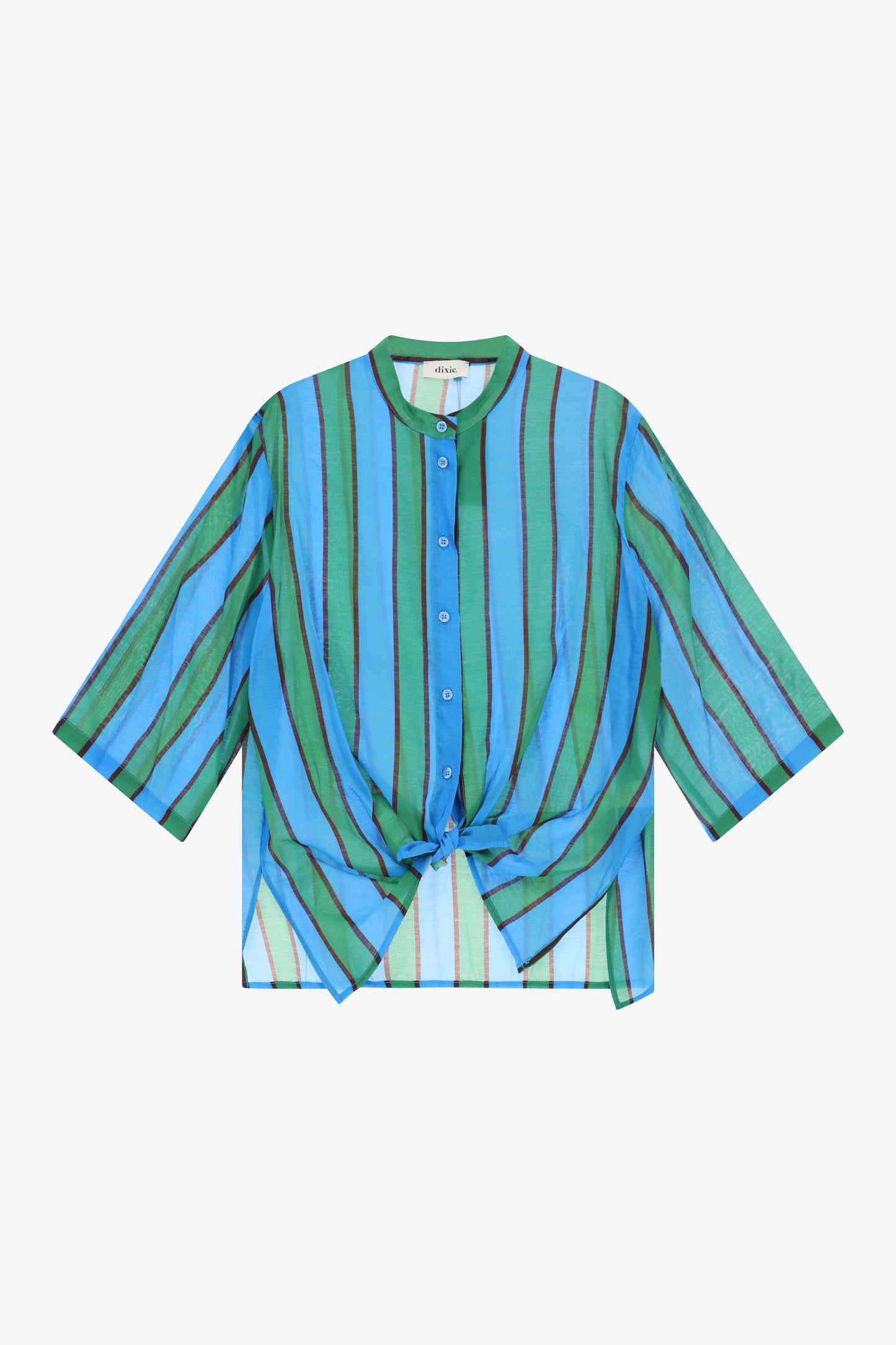 Shirt a righe con nodo frontale e maniche ampie