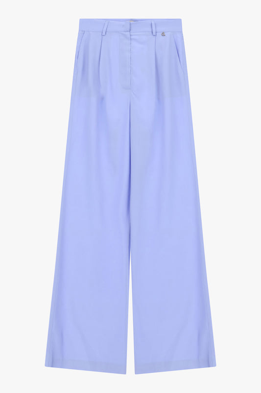 Trousers a vita alta con gamba ampia e pinces 	80%Viscosa 20%Lino