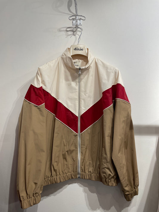 BOMBER CON ZIP MOTIVO GEOMETRICO E POLSINI ELASTICIZZATI