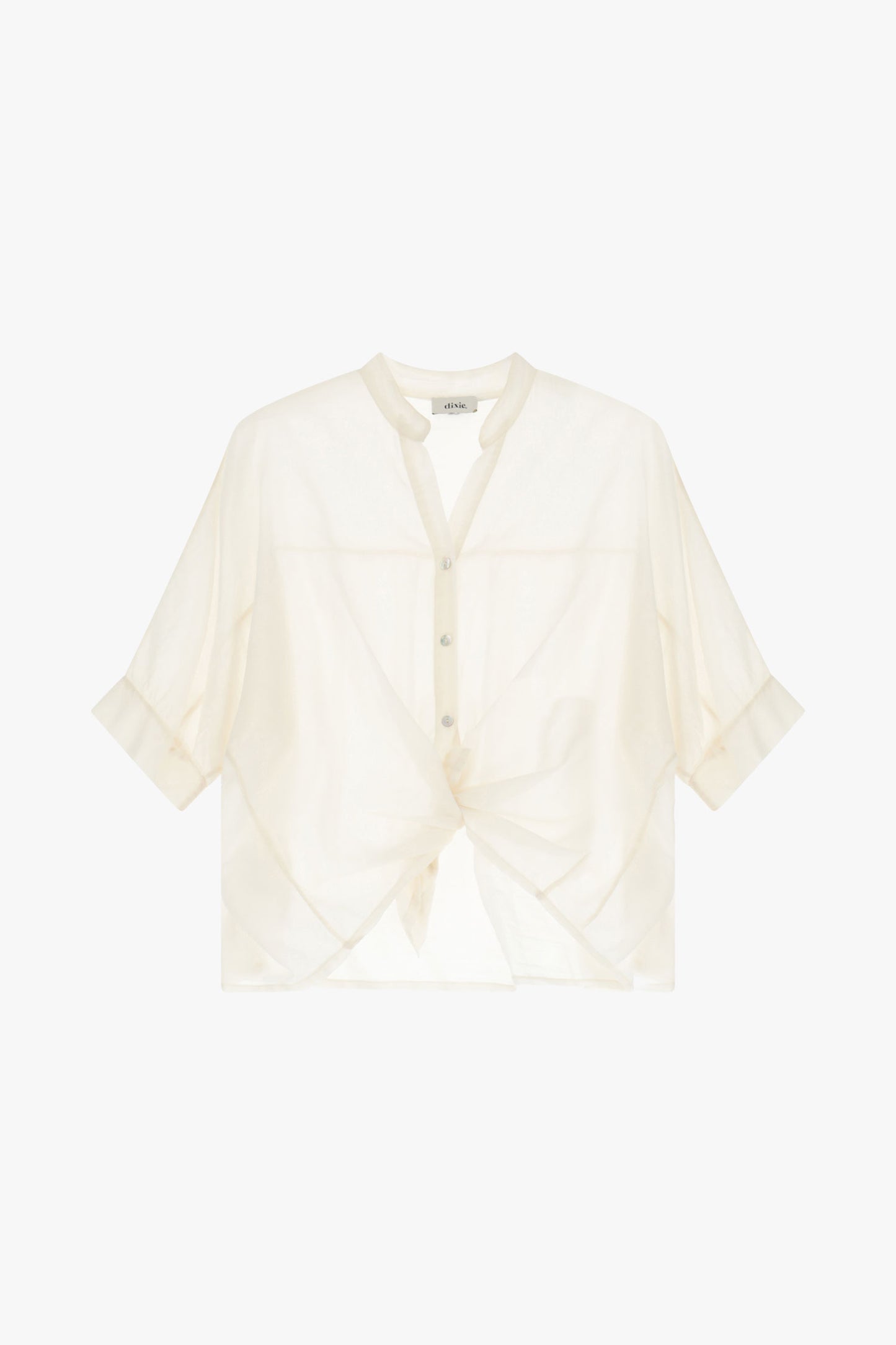 CAMICIA CORTA CON NODO FRONTALE E MANICHE AMPIE