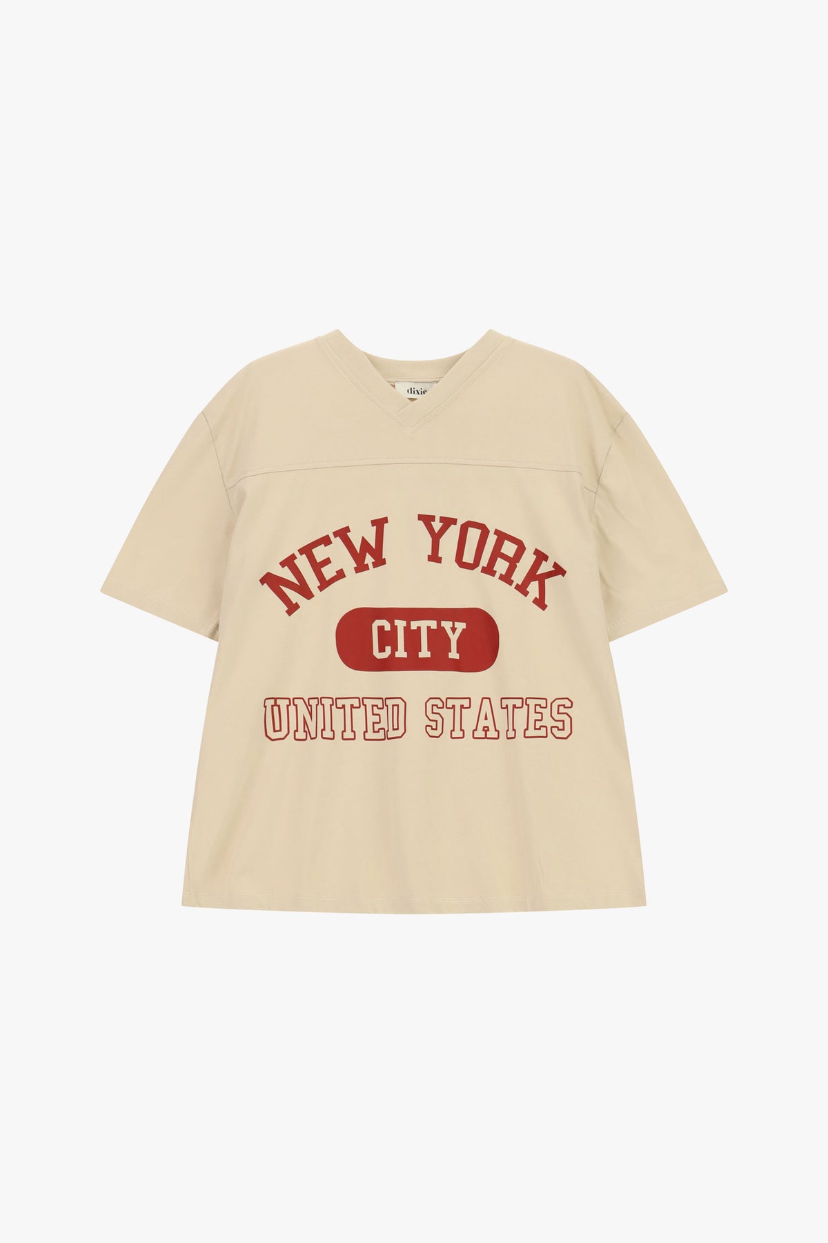 T-shirt stampa new york con scollo a v