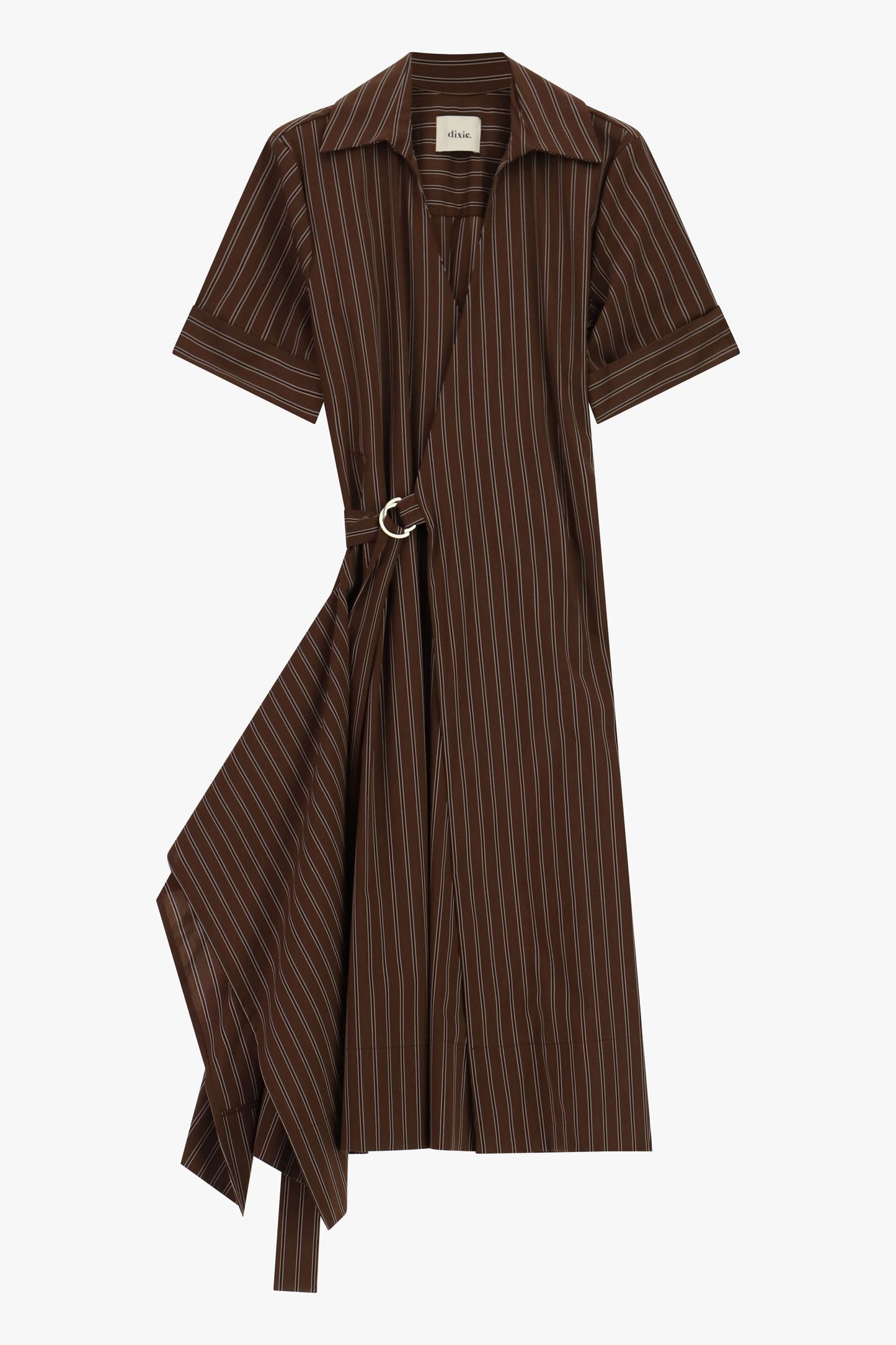 Abito midi a righe con scollo a v e cintura