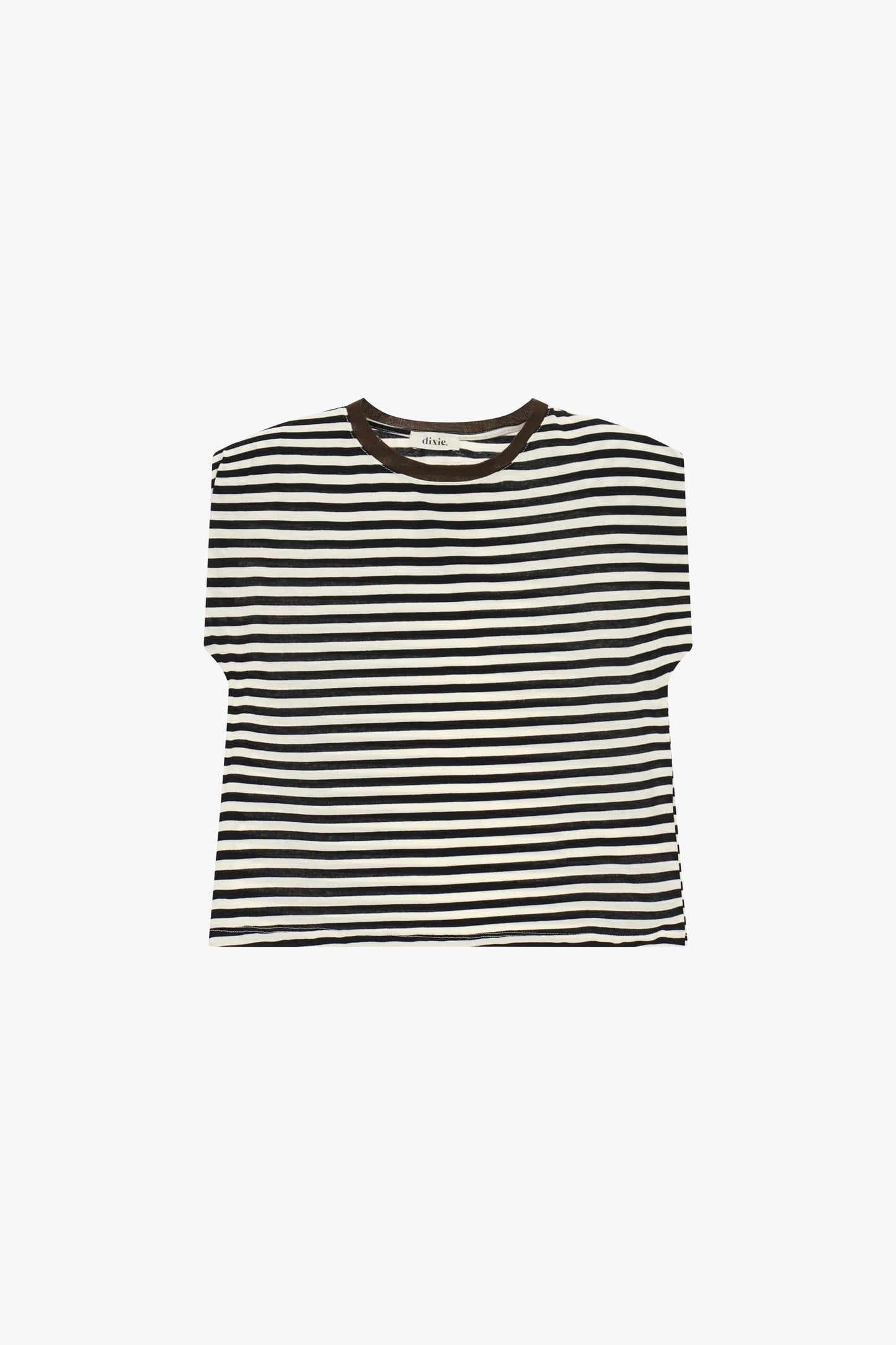 T-shirt a righe con scollo rotondo a contrasto