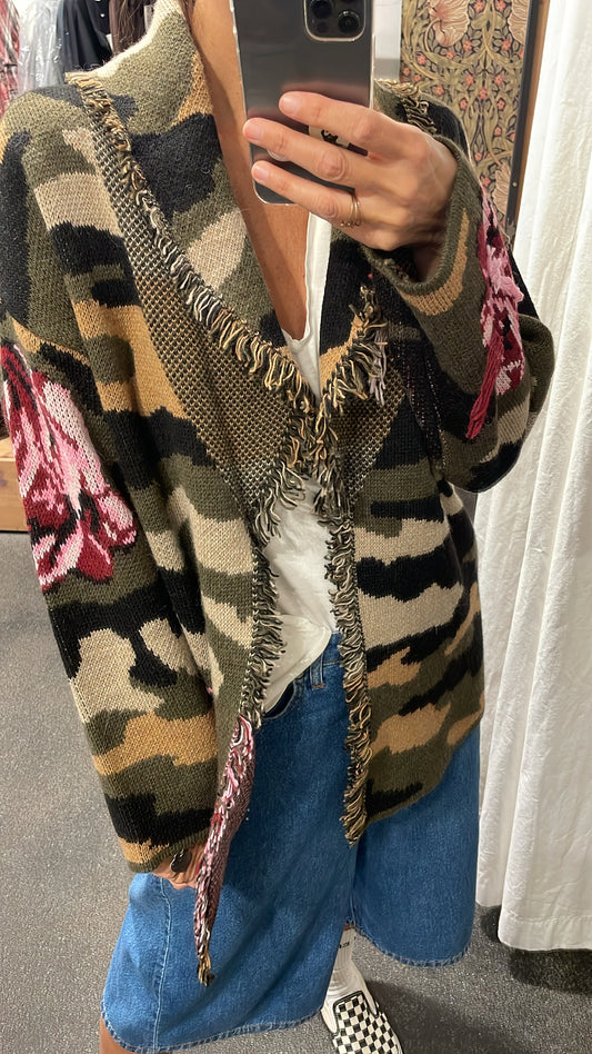 Cardigan stampato con cintura