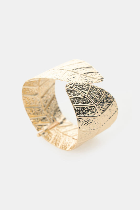 Bracciale rigido inciso motivo foglia