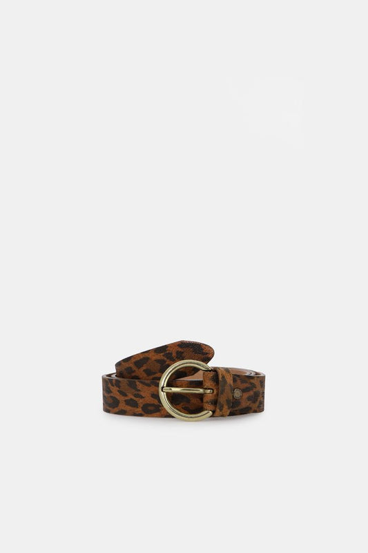Cintura animalier con fibbia tonda