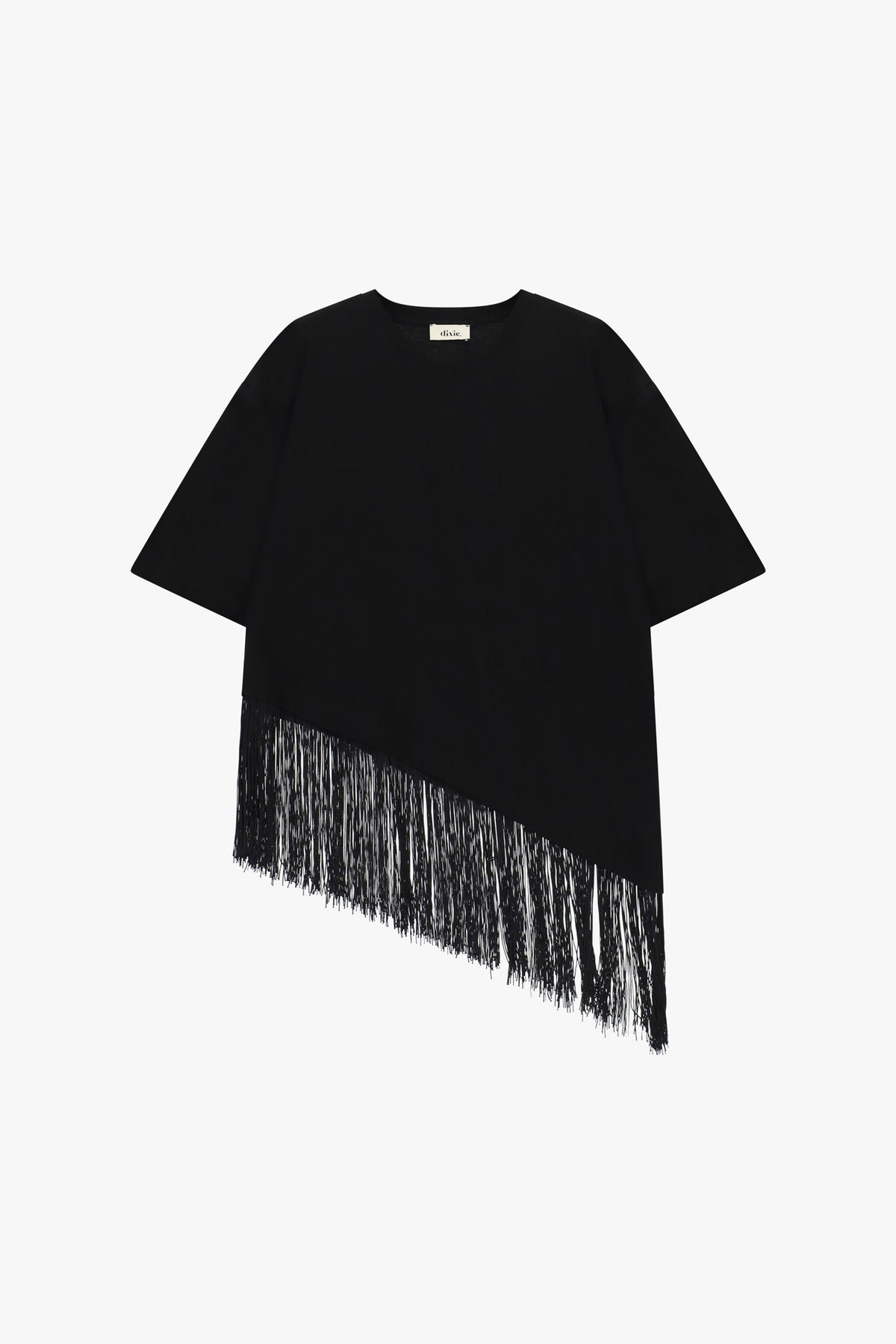 T-shirt maniche corte con frange asimmetriche
