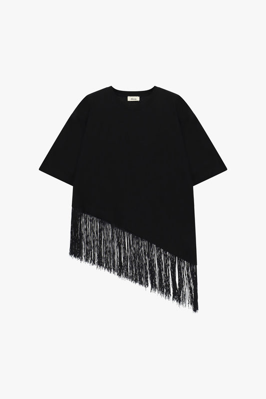 T-shirt maniche corte con frange asimmetriche