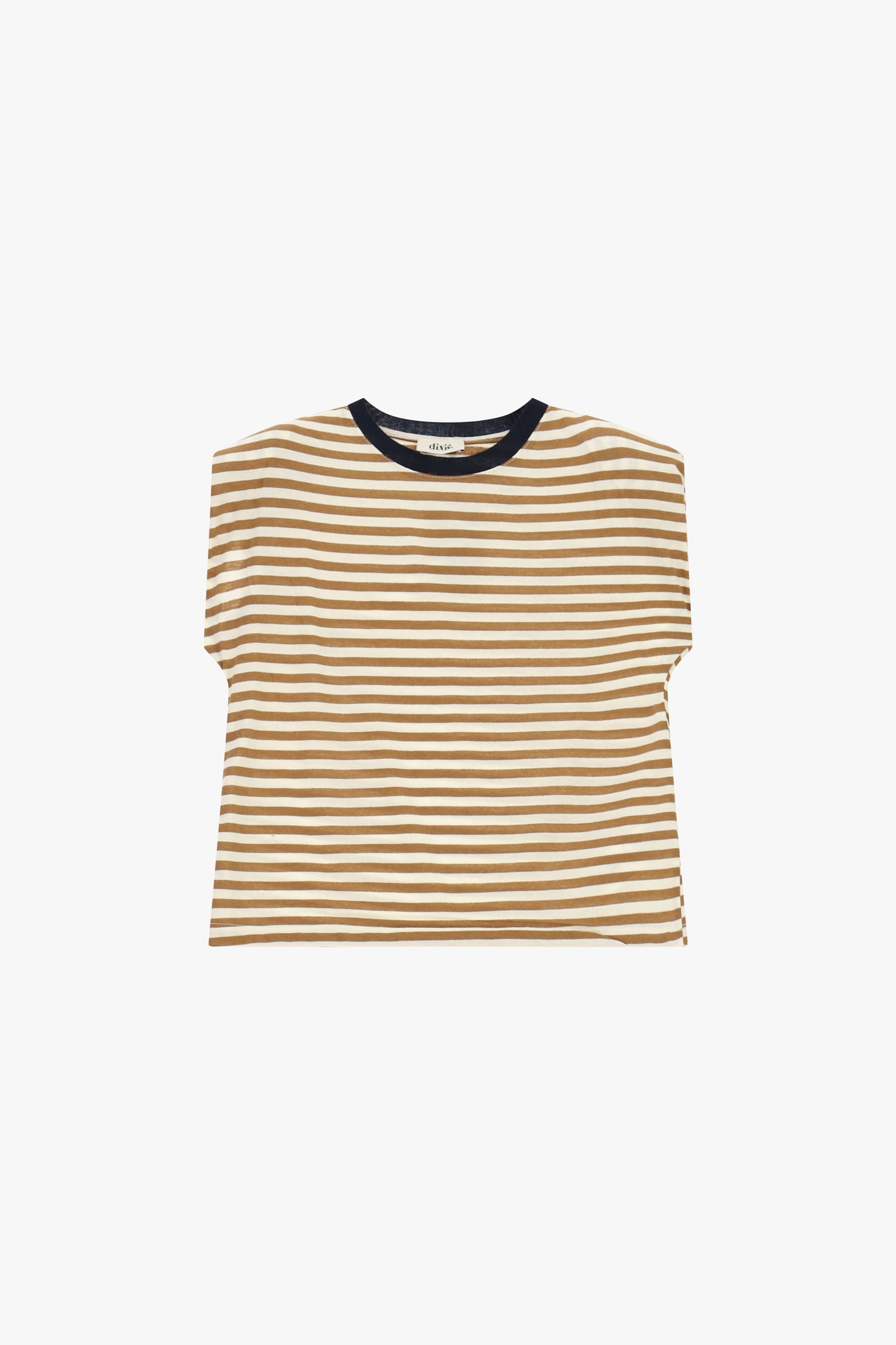 T-shirt a righe con scollo rotondo a contrasto