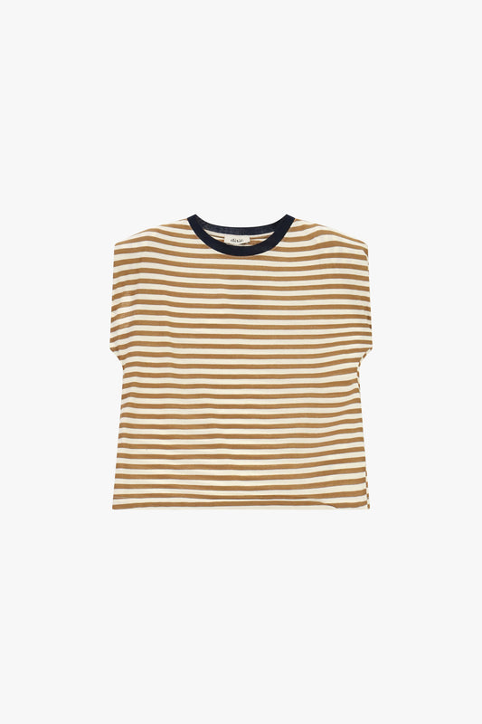 T-shirt a righe con scollo rotondo a contrasto