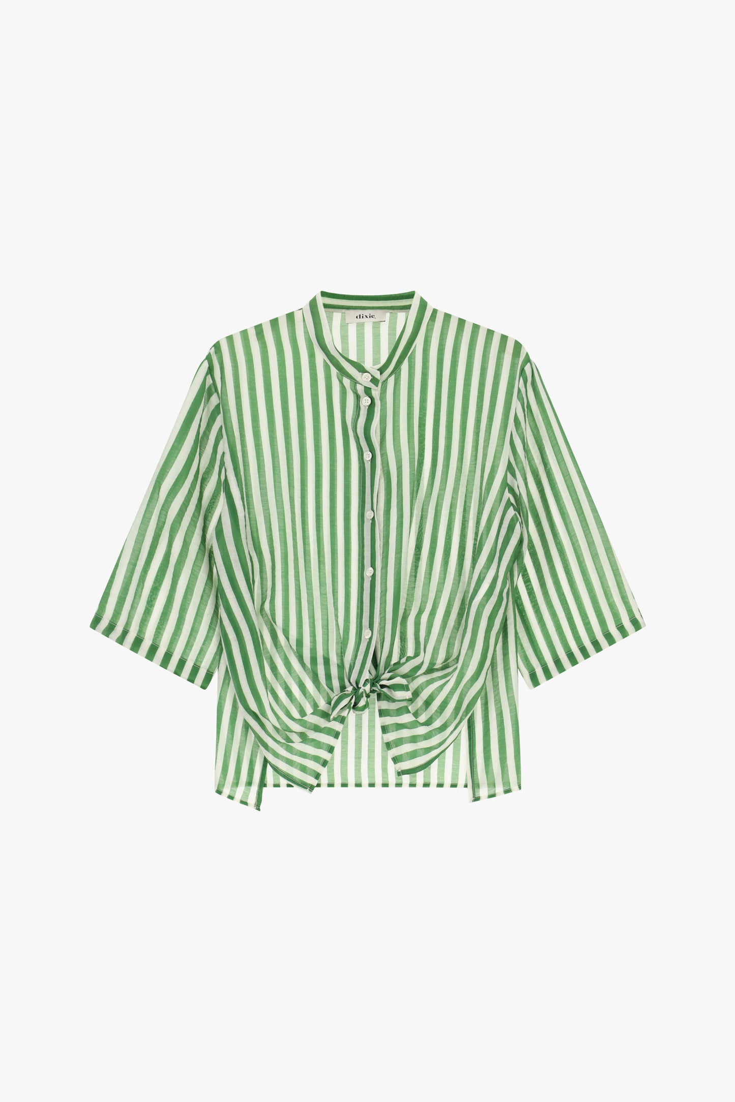 Camicia a righe con nodo frontale e maniche ampie
