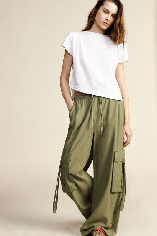Trousers palazzo cargo tasche laterali coulisse